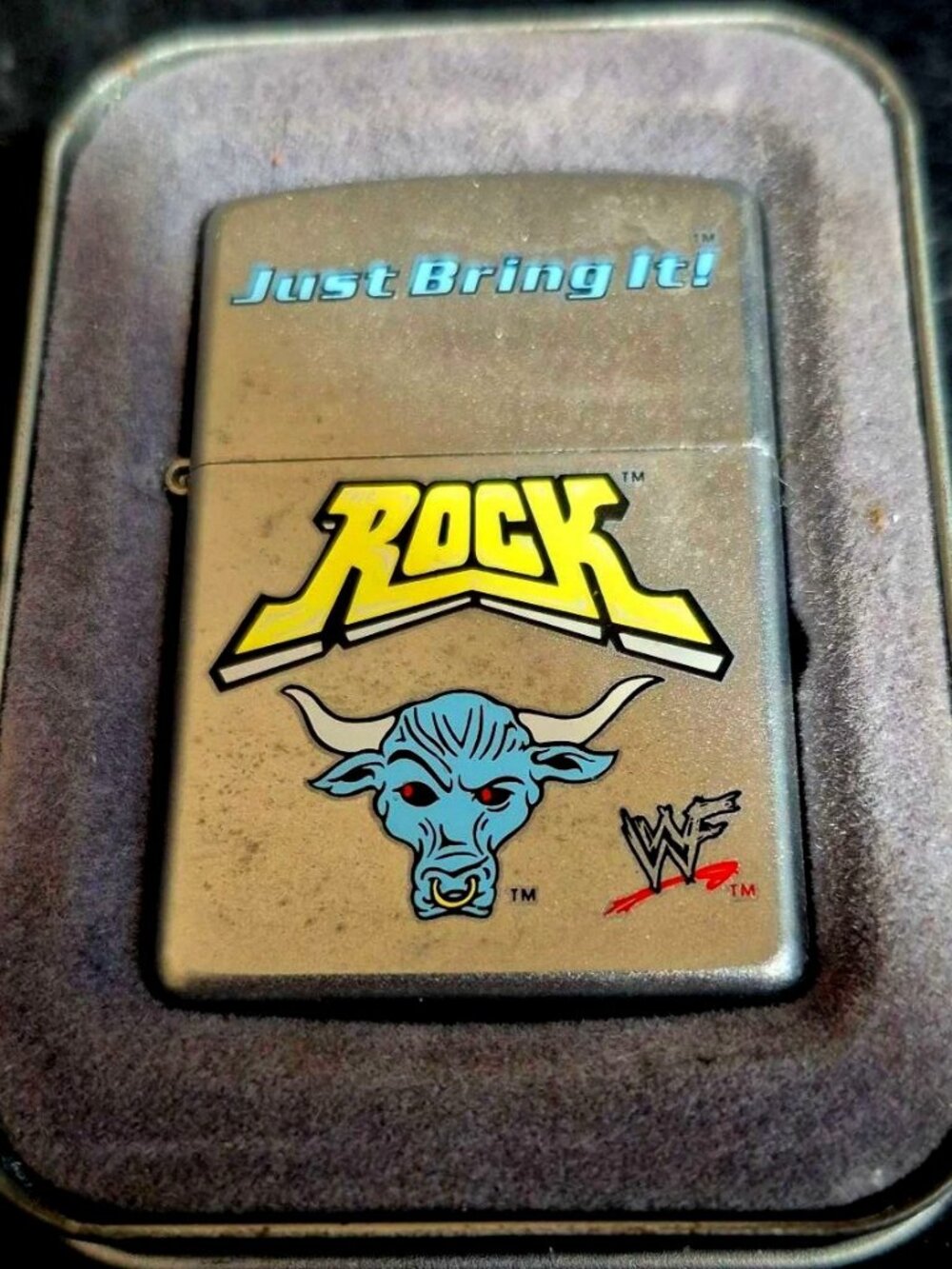 Ultra Rare 2002 WWF Wrestling The Rock Zippo Lighter